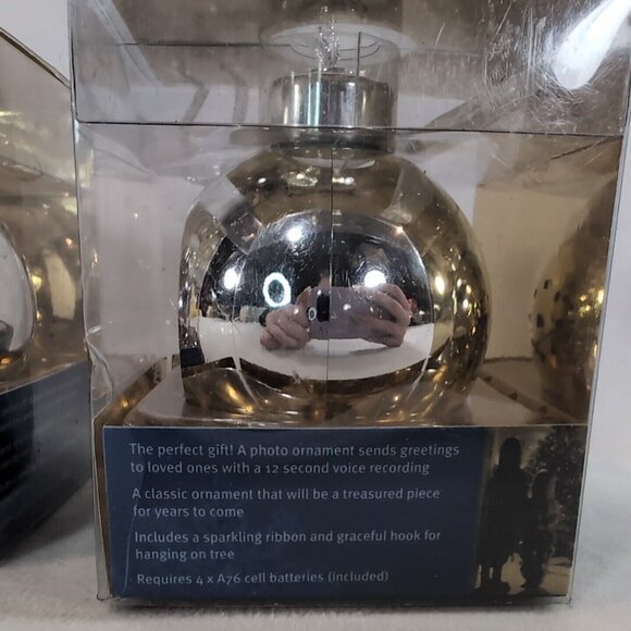 Nexxtech 2 Recording X-Mas Ornament 12 Second Voice Recording 6313203 NEW Silver - Picture 3 of 7